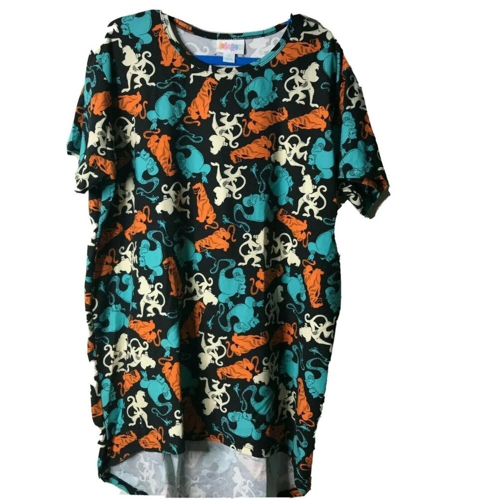 2/$20 Lularoe Kids Gracie Size 12 Disney Aladdin Genie Short Sleeve Shirt Soft